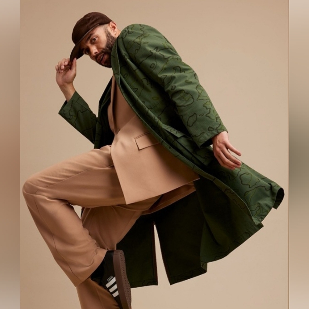 Stylish Green Trench Coat for Men's